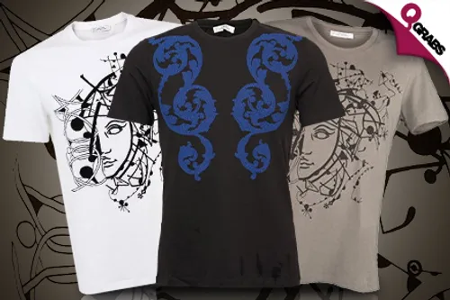 For QR299, Dress to Impress with Men's Versace T-Shirts - Choose from 3 Snazzy Designs! (QR438 Value)